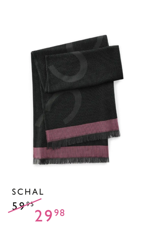 Softer Schal aus leichter Wollmischung mit dezentem Monogramm-Muster in Schwarz