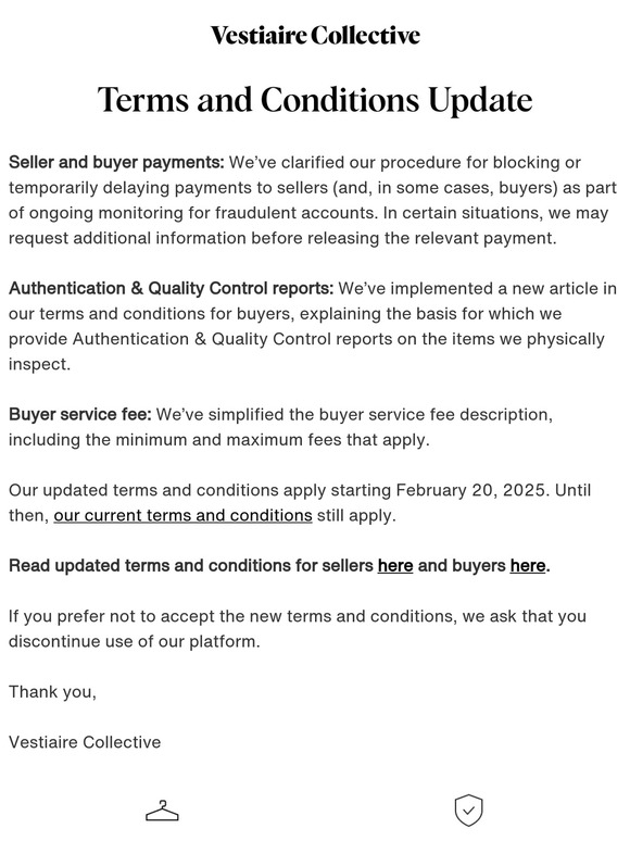 Terms and Conditions Update