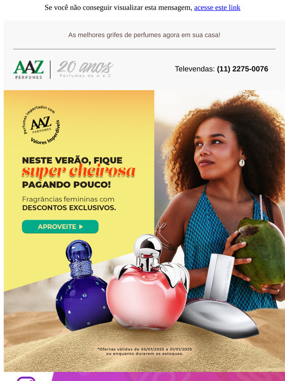 Descontos Exclusivos em Perfumes Femininos! 🎀 Esteja Sempre CHEIROSA Durante o Verão.
