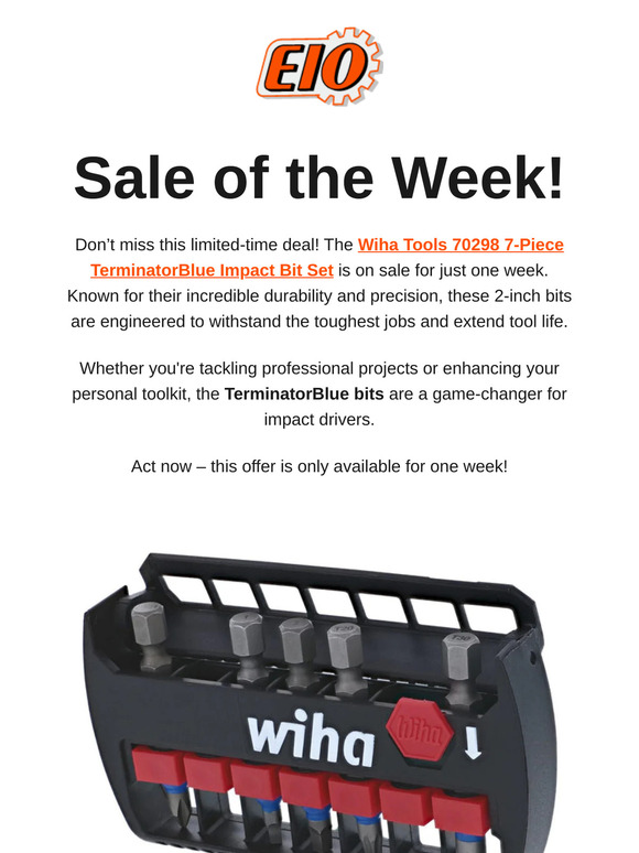 One-Week Sale: Wiha TerminatorBlue Impact Bit Set!