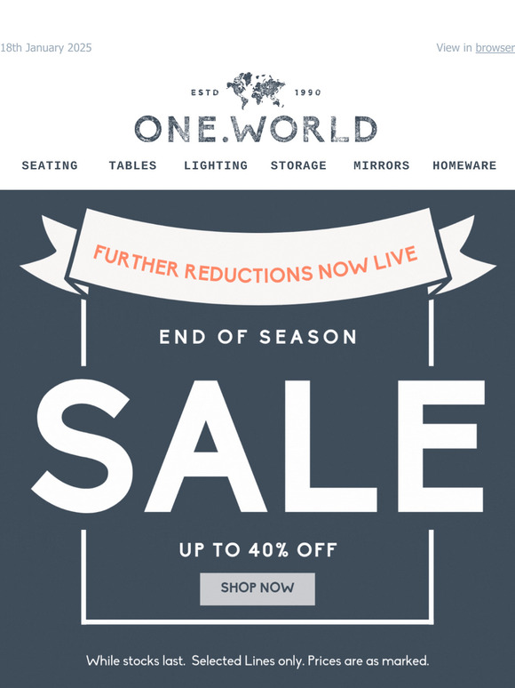 Further Reductions in our Sale