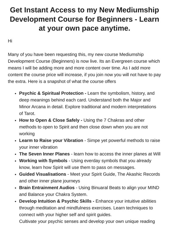 New Mediumship Development Course Online