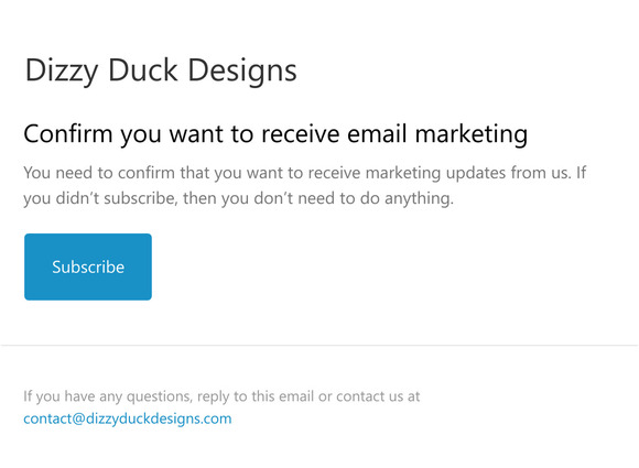 Confirm you want to receive email marketing