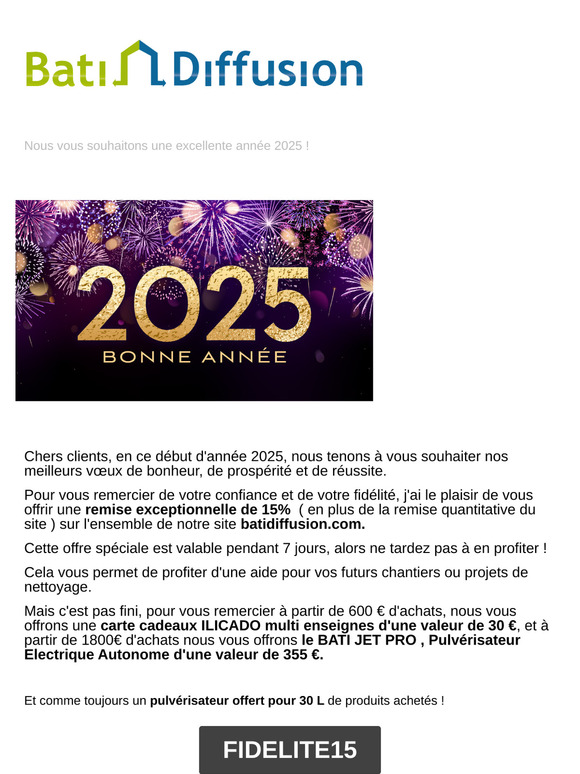 Cadeaux de fidélité - Bonne année 2025