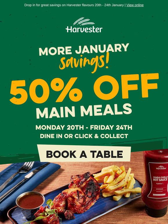 50% off main meals - Save big and savour the flavour! 😋