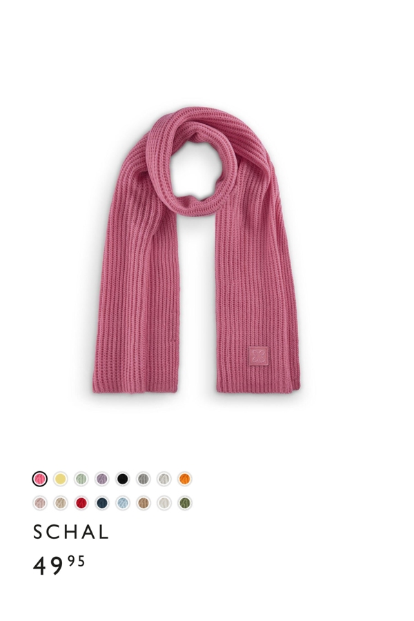 Schal in weicher Wollmischung aus Rippenstrick in pink