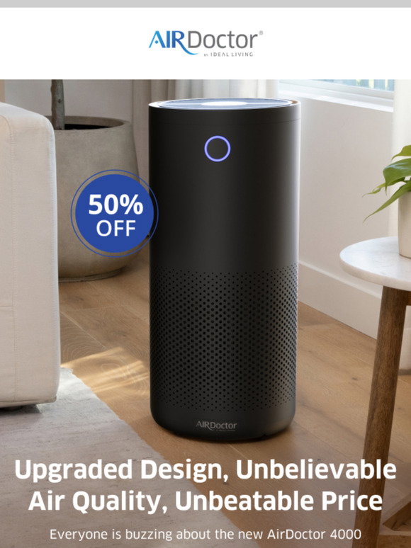 AirDoctor 4000 Large Room Air Purifier Triple Filter Technology with UltraHEPA, Carbon VOC Material, Air Sensor Captures 100 times smaller particles than HEPA Standard Black Home Kitchen