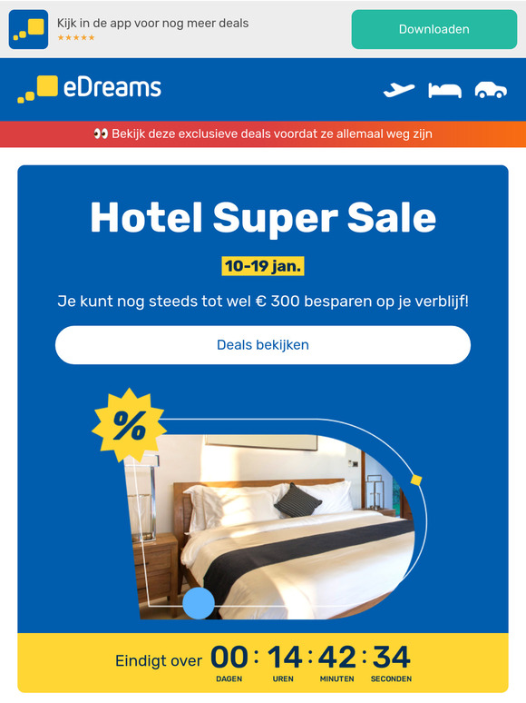 ⏲ Laatste kans om tot wel € 300 te besparen op je hotelboeking