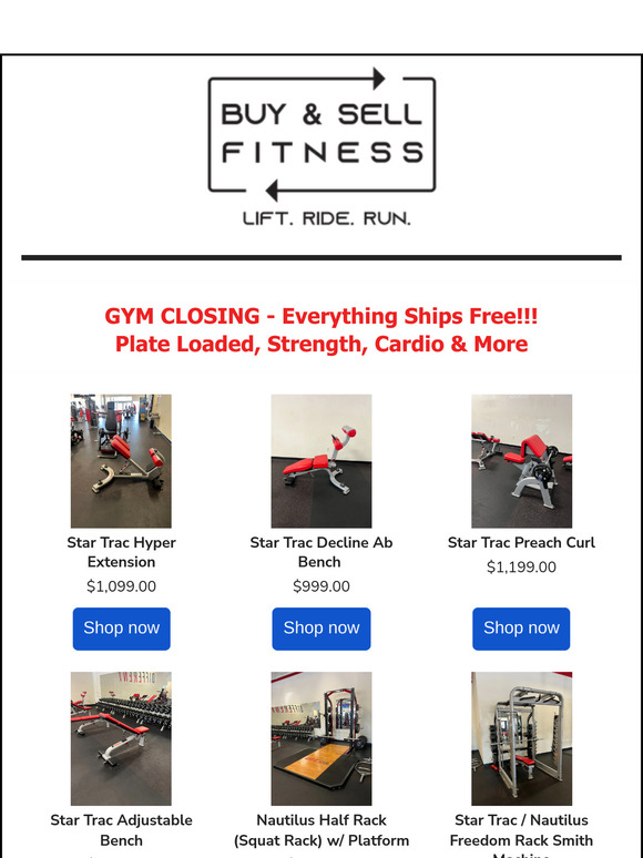 GYM CLOSING - Everything Ships Free