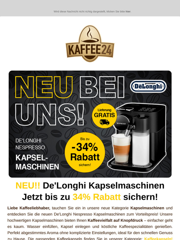 NEU! Kapselmaschinen ☕ Jetzt bis zu 34% Rabatt sichern!