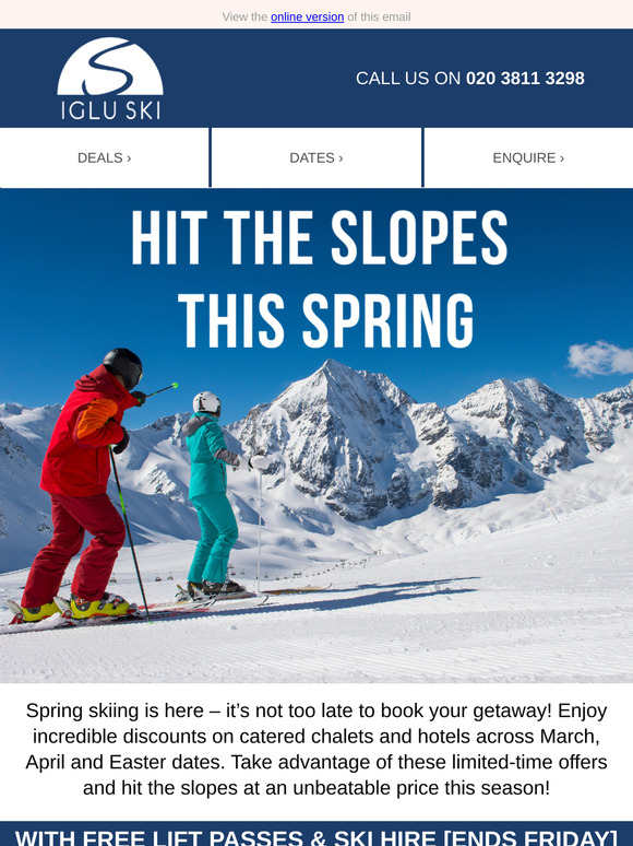 Spring Skiing with FREE Lift Passes & Ski Hire at Discounted Prices! ❄️☀️