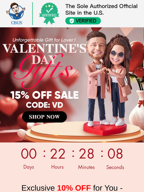 🎁Valentine’s Day Gifts: Custom Bobbleheads Save 50% Only 24Hrs⏰