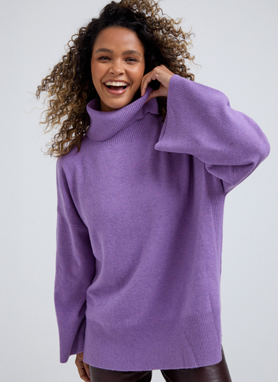 Stella Roll Neck Jumper In Purple