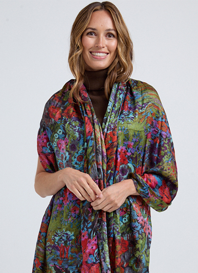Autumn Oversized Floral Printed Scarf In Multi