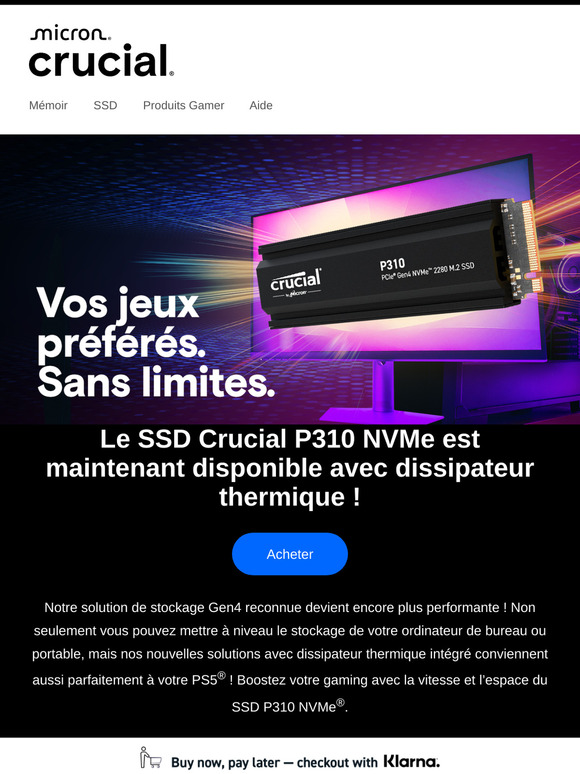Nouveau ! Options étendues pour le SSD P310
