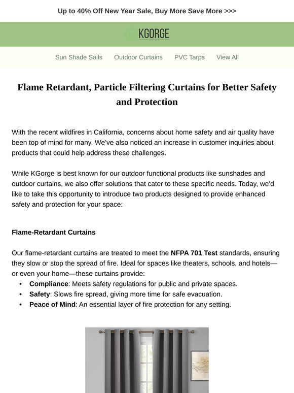 Fire-resistant, dust-filtering curtains