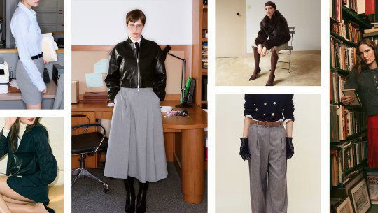 A photo montage shows people in unusual office wear