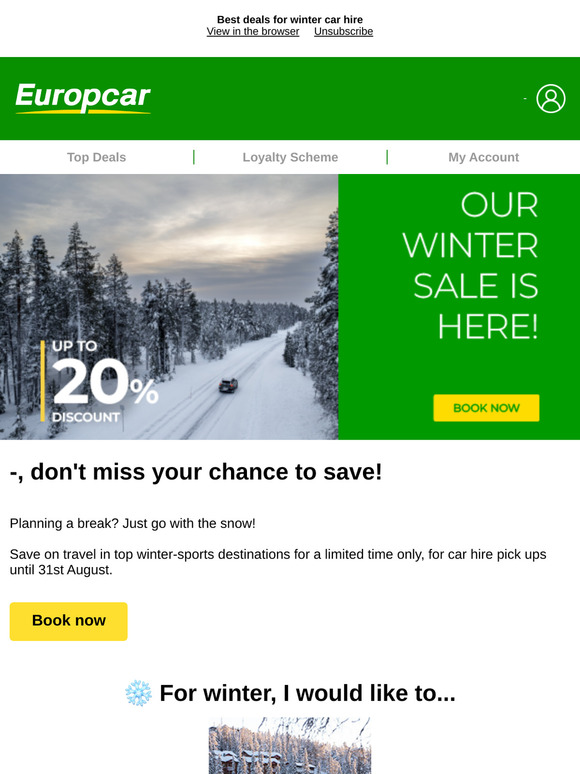 Don't miss out: 20% off winter road trips 🏂