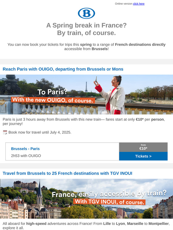 Paris from €10 and 25 other French destinations to choose from