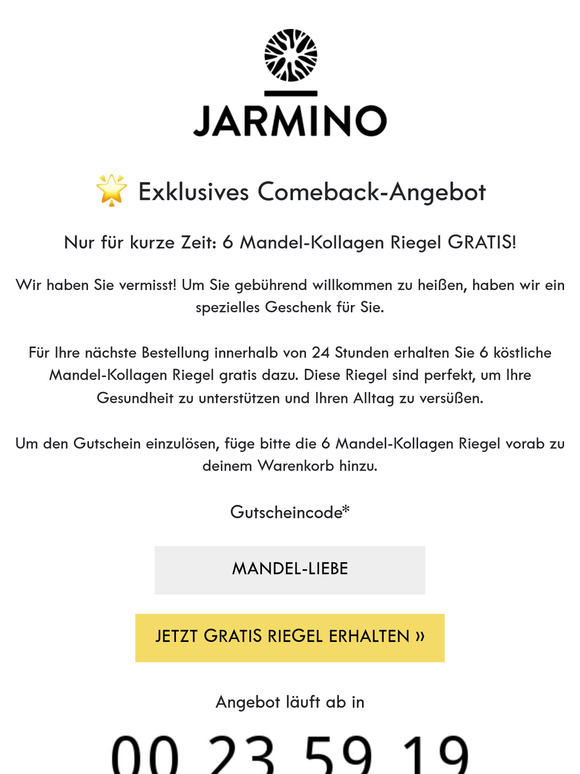 🎉 Willkommen zurück – Gratis Mandel-Kollagen Riegel!