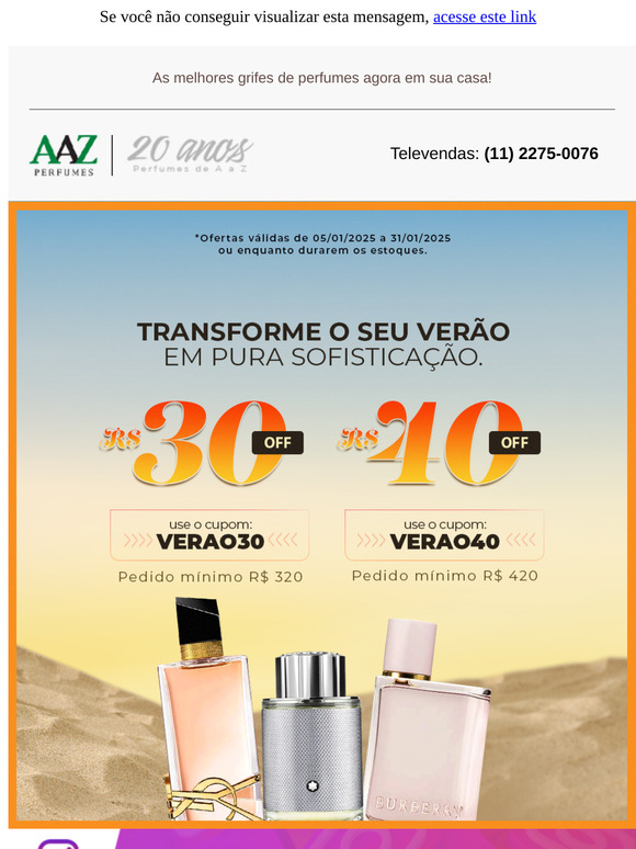 Descontos de R$30,00 e R$40,00! 🫰🏼 Escolha o Seu Cupom e Sofistique Sua Estação.