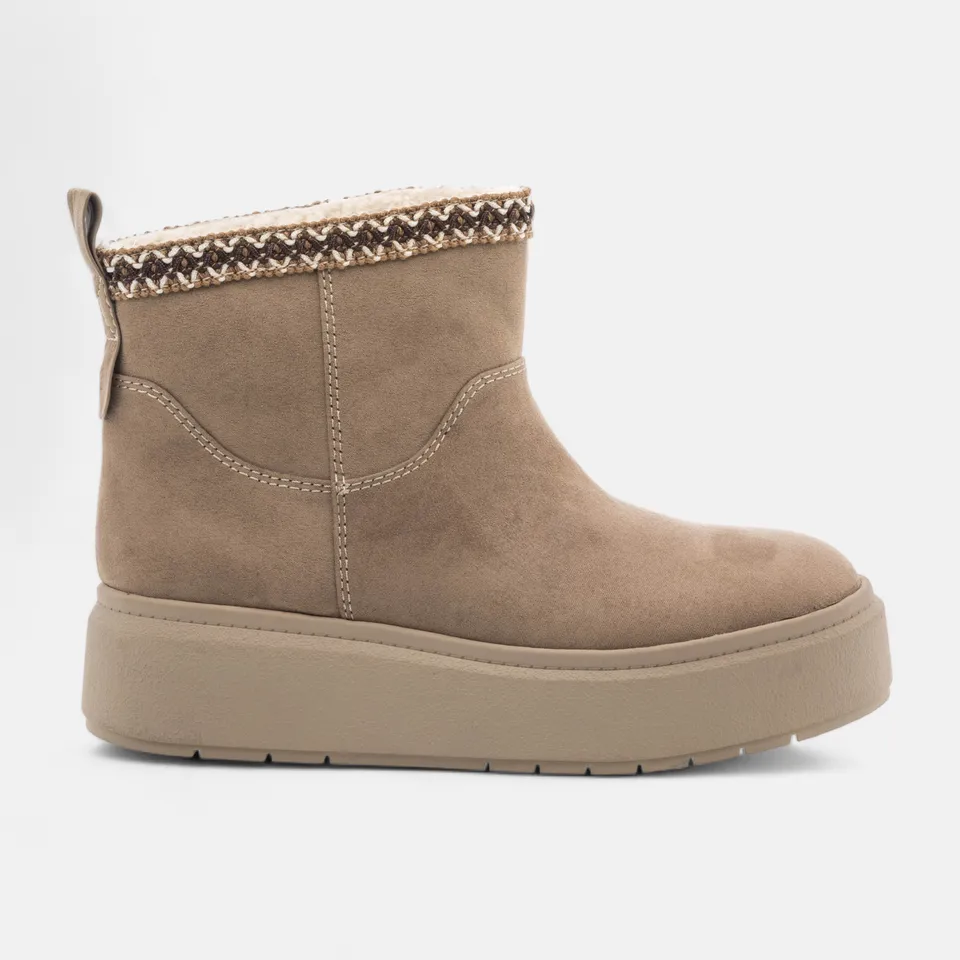 Boots à talon compensé 
Femme beige