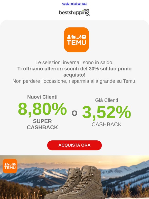 Approfitta dei saldi su TEMU