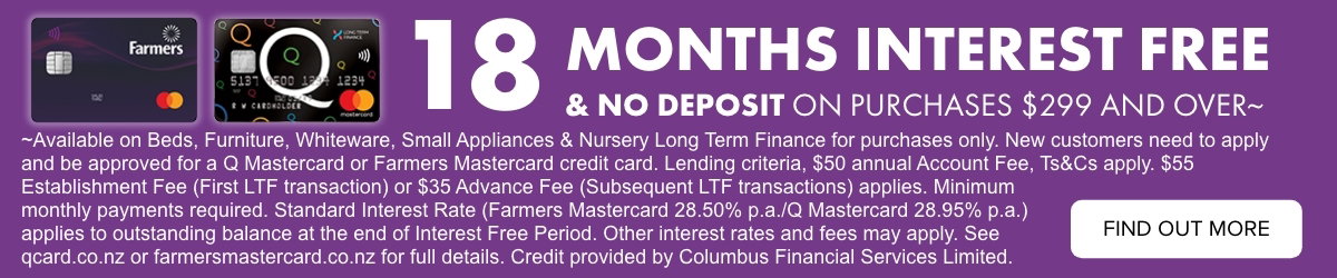 18 months interest free & no deposit on purchases $299 and over