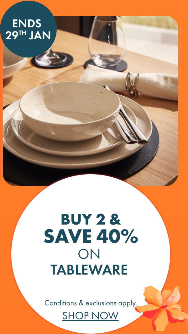 Buy 2 save 40% on Tableware