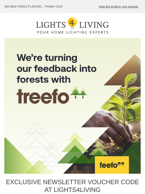 YOUR FEEDBACK HAS PLANTED 350 TREES..THANK YOU!!