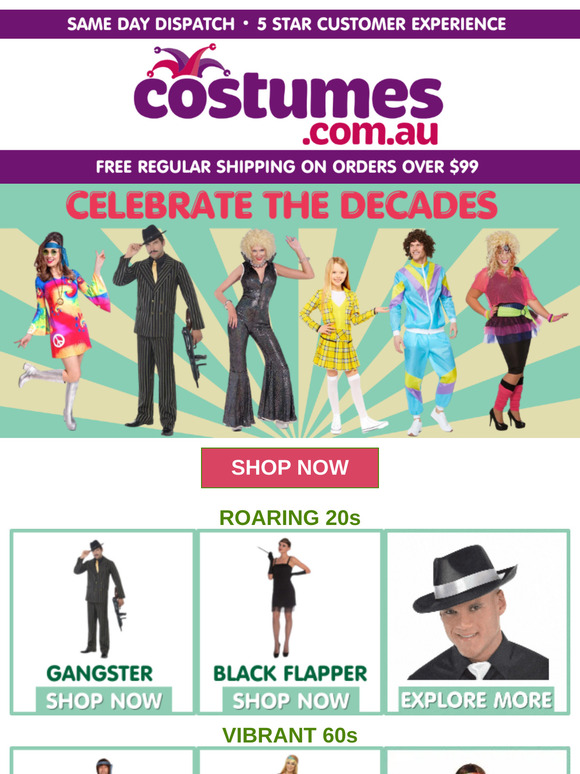 Celebrate The Decades! Step Back In Time With Fun Retro Costumes & Accessories!