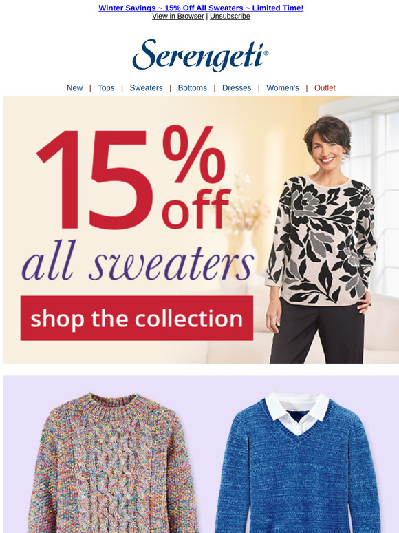 Winter Event ~ SAVE 15% ~ ALL Sweaters ~ On Sale Now!