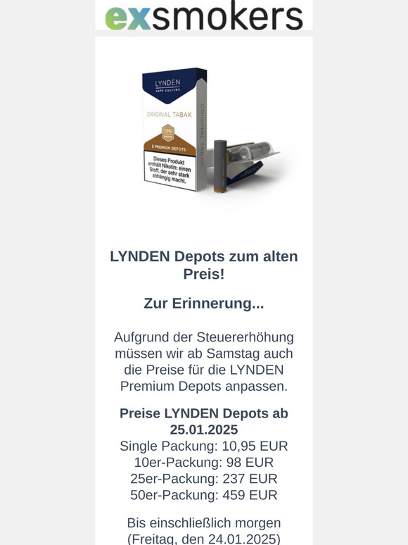 Nur noch bis morgen - Depots zum alten Preis!