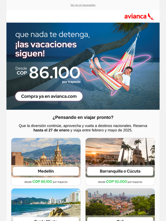 🎒🌴Vuela desde COP 86.100 por trayecto 😱​ ¡Reserva ya!