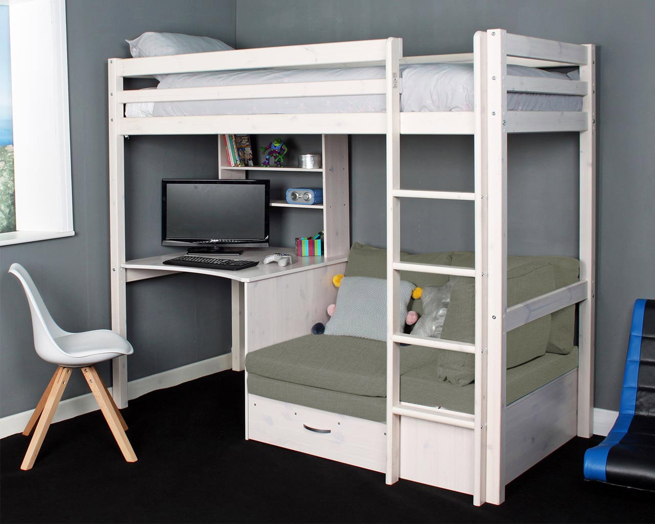 Image of Thuka Hit 9 Highsleeper Bed with Desk and Sofa Bed