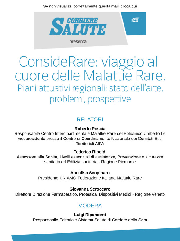 Parliamo di Malattie Rare. Non perdere la diretta su corriere.it