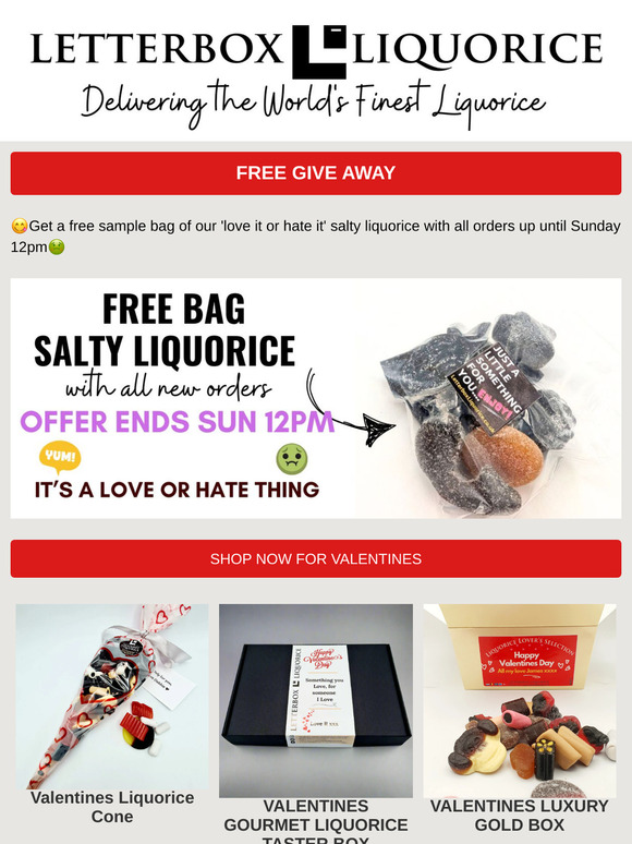 🎁GRAB A FREE BAG OF SALTY LIQUORICE NOW🎁