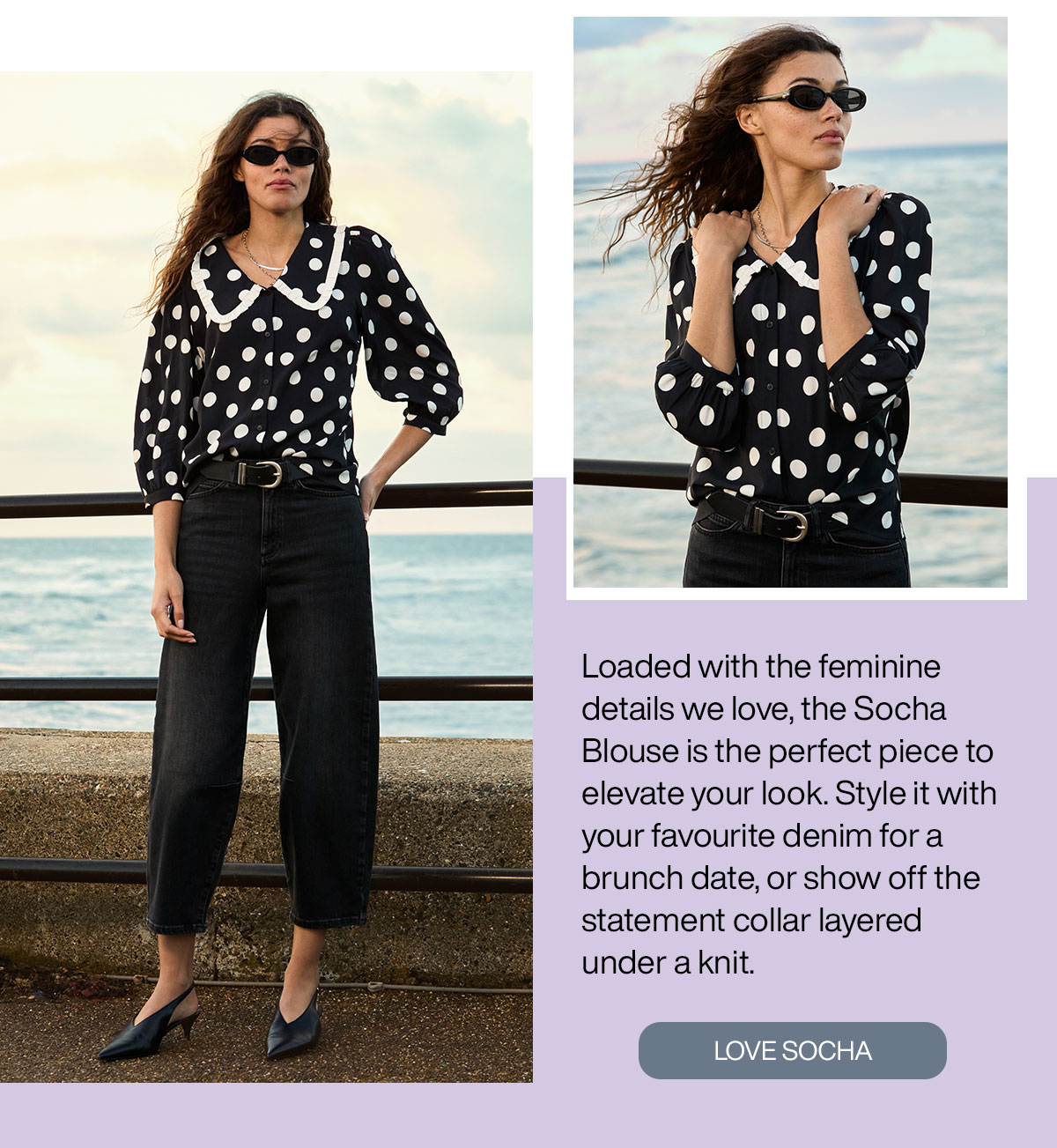 Sosha Printed Collar Detail Blouse