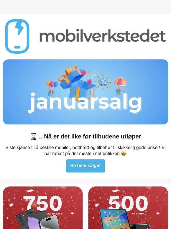 ⌛.. Ikke gå glipp av rabatt på mobiler, nettbrett, tilbehør og mer!