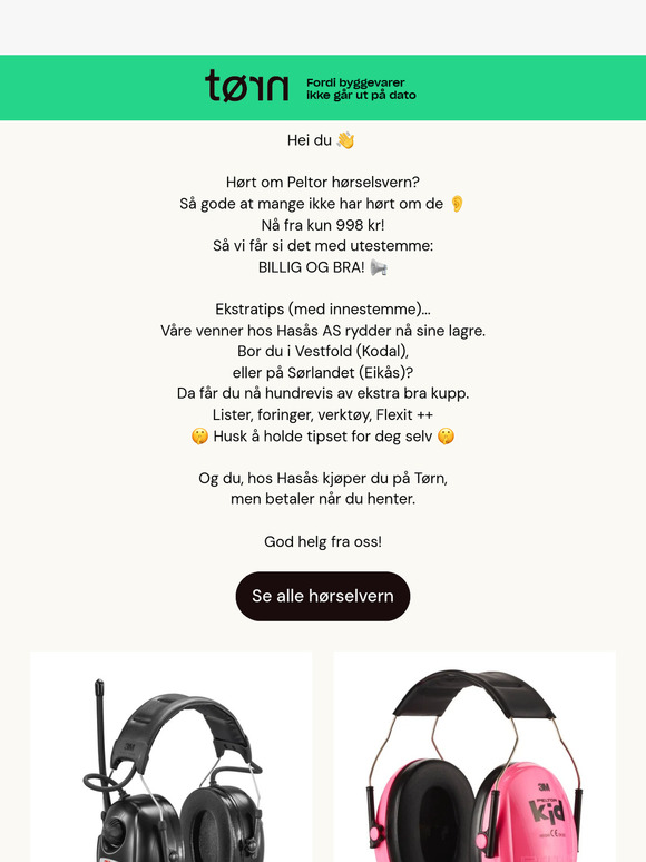 PELTOR til 998 kr og mange PAKKER med listverk 👂🪵