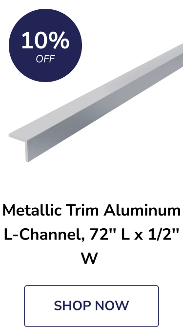 Metallic Trim Aluminum L-Channel, 72'' L x 1/2'' W
