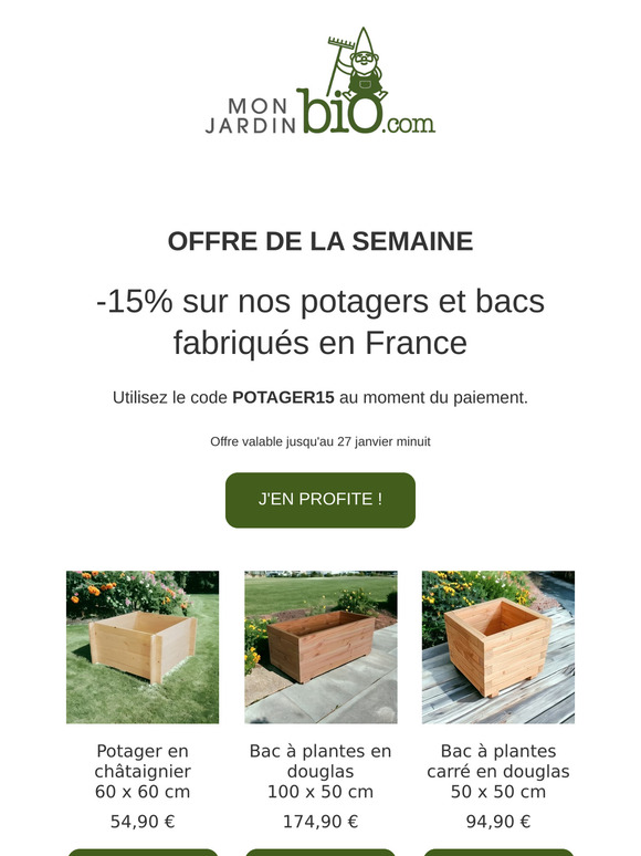 -15% sur nos potagers et bacs en bois - Planter la bruyère