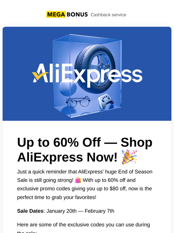 Up to 60% Off - Shop AliExpress Now! 🎉