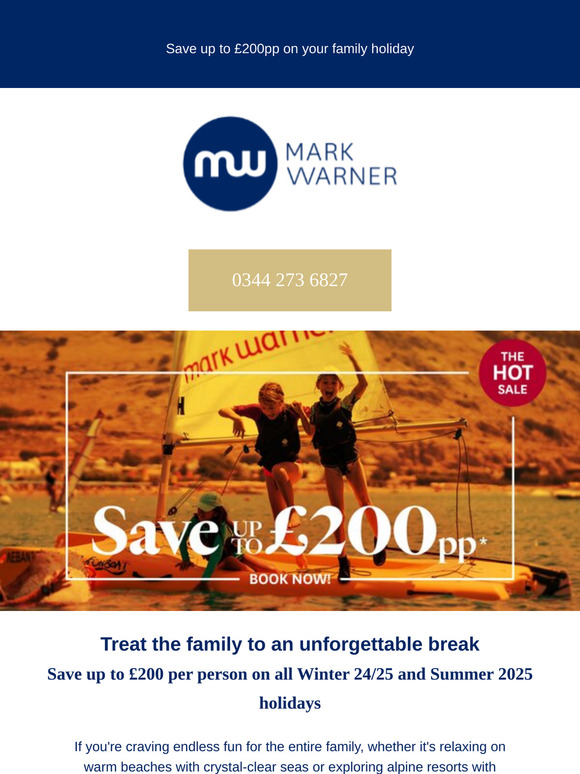 Up to £200 per person off your next family holiday!