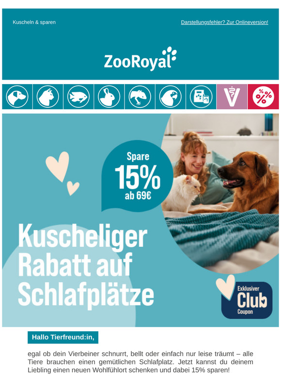 Spare kuschelige 15% bei Schlafplätzen