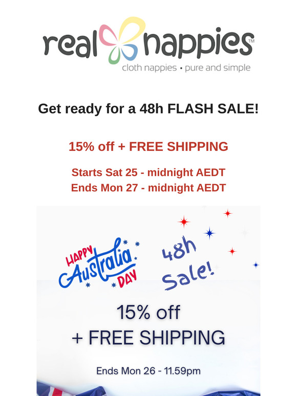 📣 15% OFF Real Nappies + FREE Shipping | Happy Australia Day!