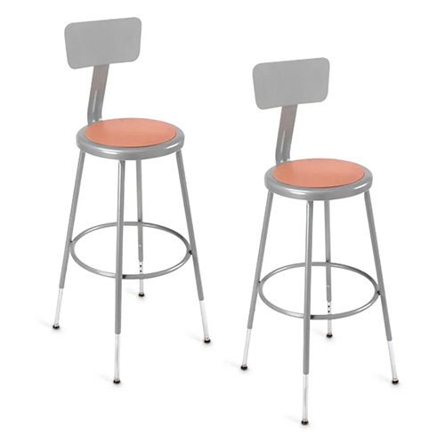 Interion® Steel Shop Stools with Backrest - 25–33 in. H - Set of 2