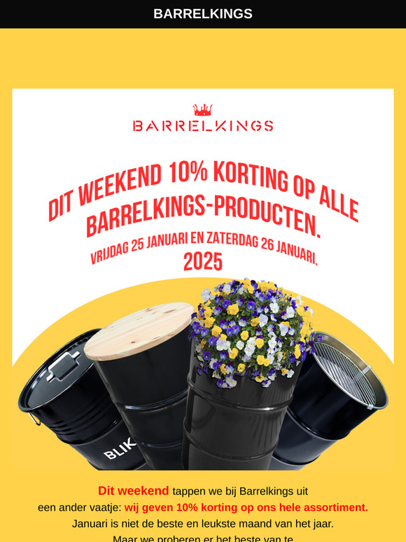 Dit weekend 10% korting op alle Barrelkings producten.