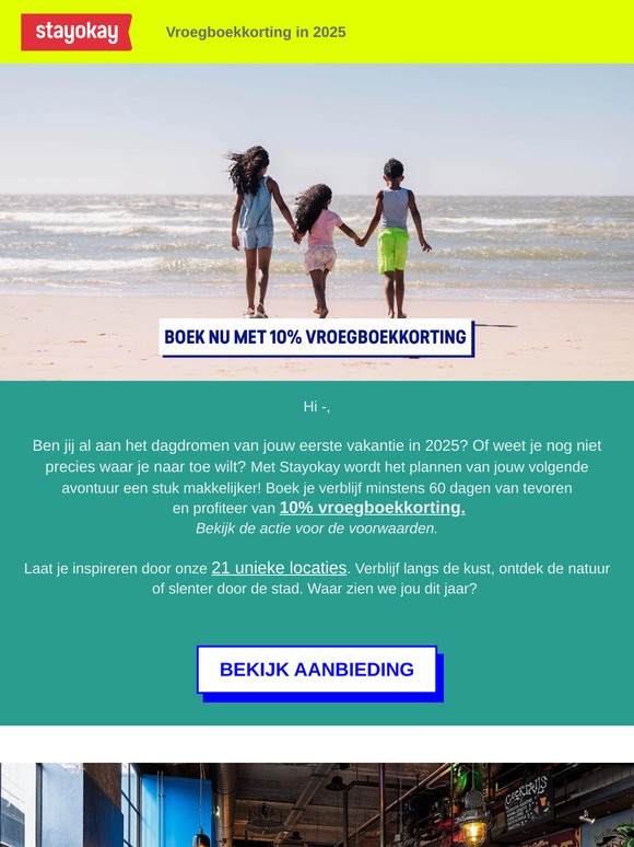 10% vroegboekkorting op jouw vakantie in 2025! 🌳🏖️🏙️