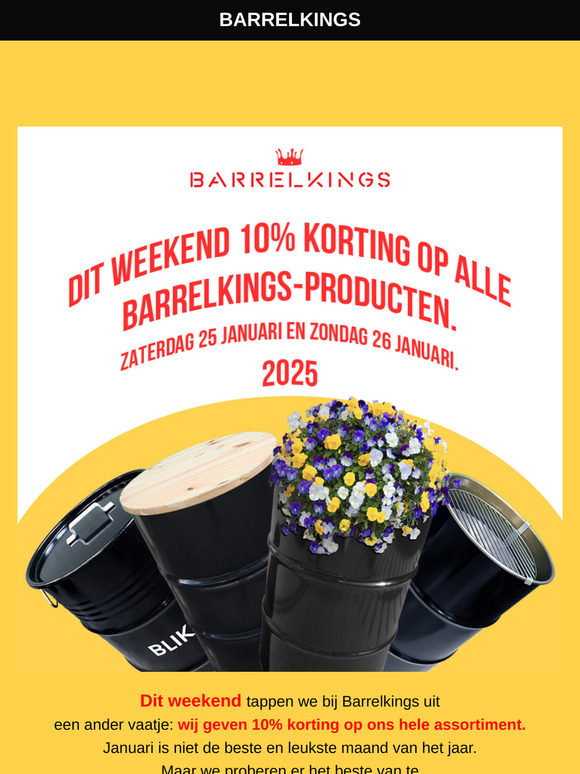Dit weekend 10% korting op alle Barrelkings producten.